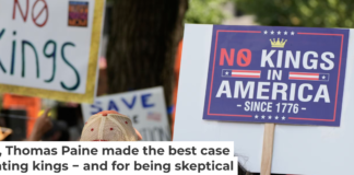 Were these protesters in Washington, D.C., on Aug. 16, 2025, inspired by Thomas Paine? Alex Brandon/AP